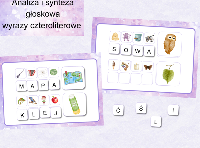 Analiza i synteza głoskowa wyrazy czteroliterowe