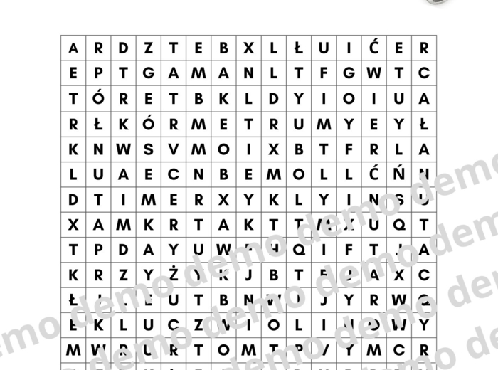 Muzyka, klasa 4-5. Poznajemy zapis nutowy. Karta pracy: wykreślanka.