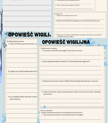 Karta pracy "Opowieść Wigilijna"