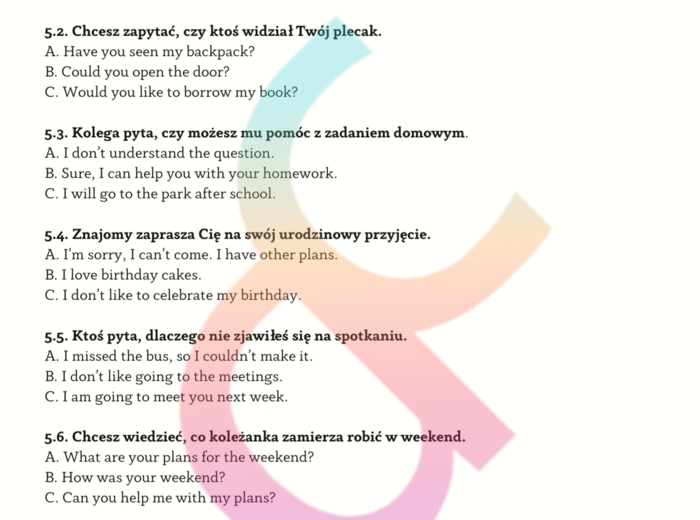 Angielski: Egzamin ósmoklasisty - ponad 600 ćwiczeń do zadań od 5 do 13. Klucz odpowiedzi.