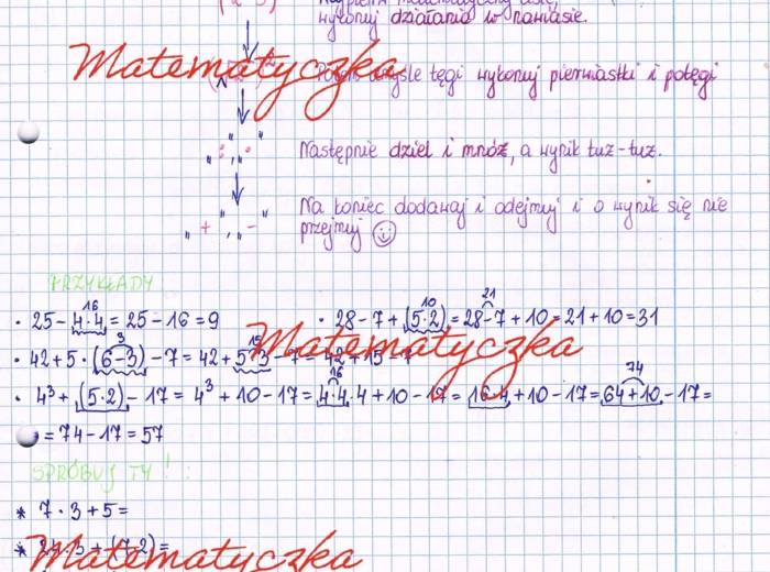 Kolejność wykonywania działań - wyrażenia arytmetyczne