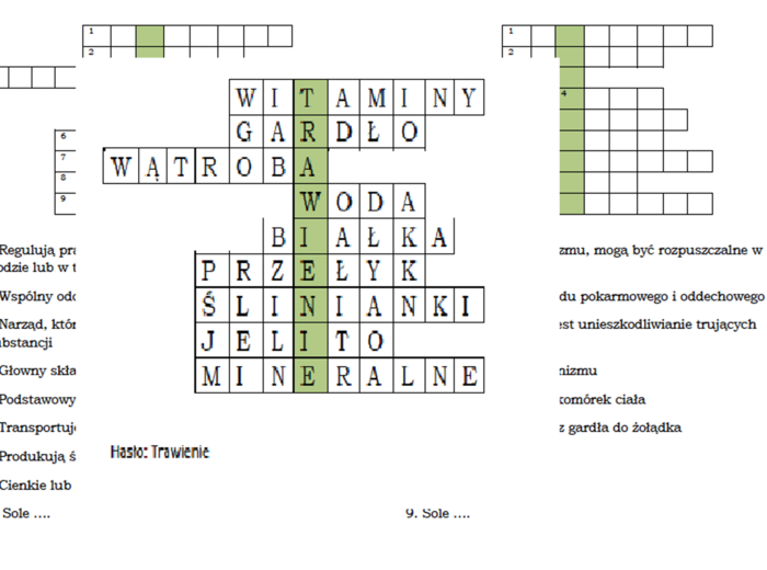 Podsumowanie lekcji przyrody w kl. 4 "Trawienie i wchłanianie pokarmu"