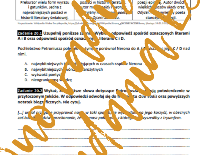 E8 „Quo vadis” (fragmenty) *ZBIÓR ZADAŃ EGZAMINACYJNYCH* – wymagania 2024/2025 i 2025/2026