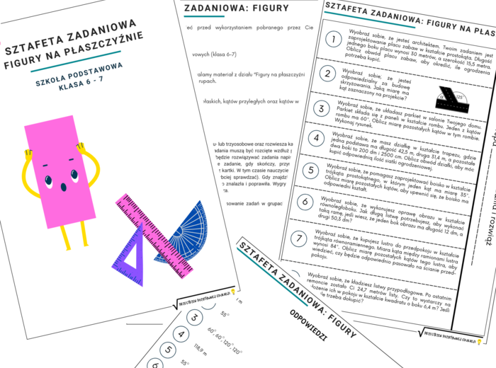 Sztafeta zadaniowa z figur na płaszczyźnie (klasa 6-7)