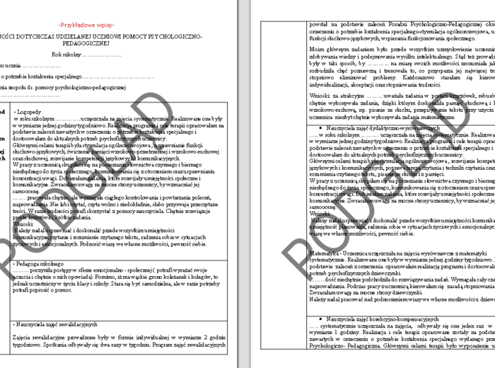 Pakiet pomocny dla koordynatora ds. pomocy psychologiczno-pedagogicznej oraz oligofrenopedagoga