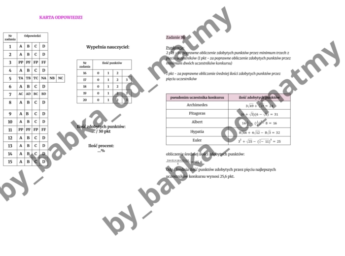 Egzamin próbny z matematyki – Dzień Liczby PI