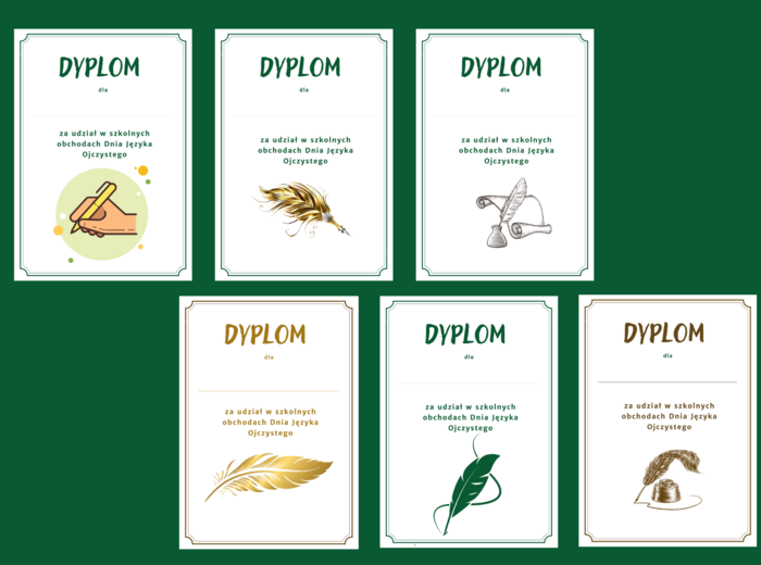 DZIEŃ JĘZYKA OJCZYSTEGO – dyplomy – 18 wersji – biblioteka – język polski - dyplom