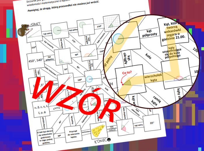 (klasa 5) Podstawowe wiadomości o kątach - labirynt ze szczurkiem.