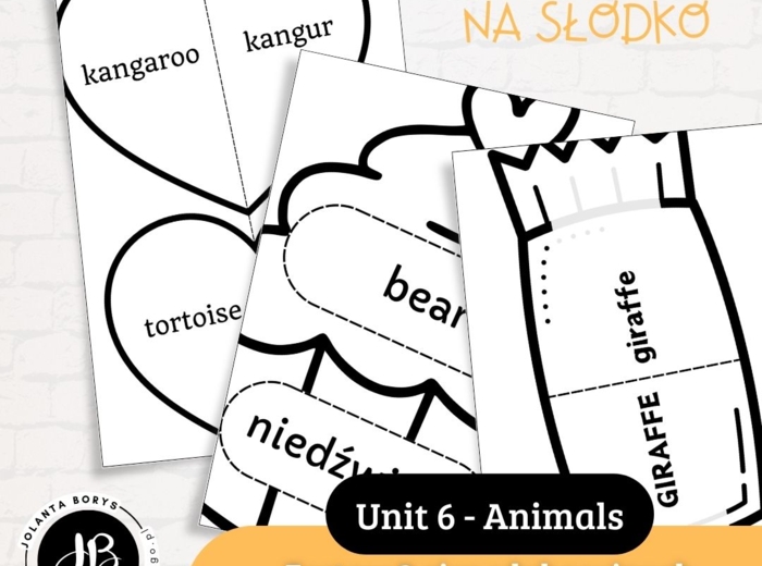 Słówka Na Słodko - Zestaw 3 gier edukacyjnych do nauki słownictwa z "Shine on 1" Unit 6 - Animals