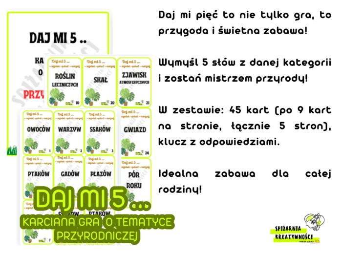 DAJ MI 5 .. KARCIANA GRA O TEMATYCE PRZYRODNICZEJ