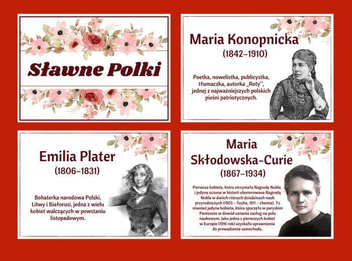 DZIEŃ KOBIET – – gazetka – SŁAWNE POLKI – biblioteka – świetlica – 24 strony – wersja 2