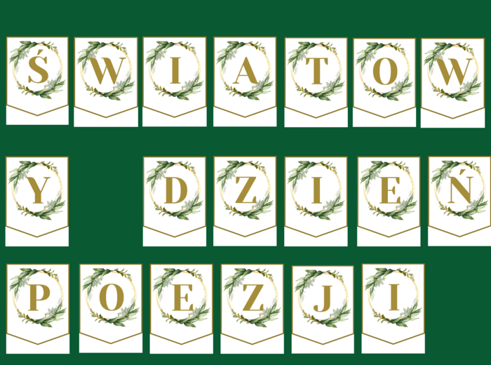 DZIEŃ POEZJI – girlanda – napis – gazetka – wersja 2