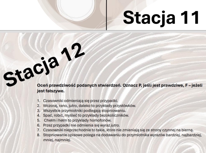 Stacje zadaniowe części mowy