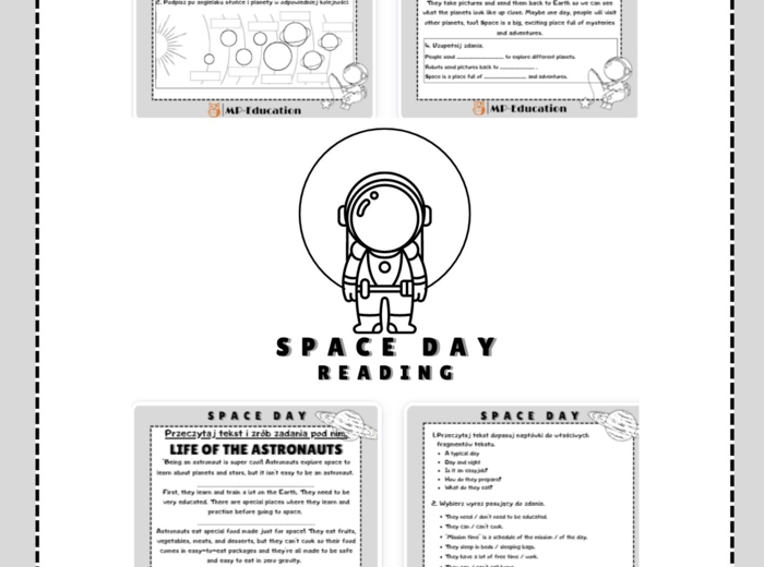 Space Day - Reading (Dzień Kosmosu czytanie ze zrozumieniem)