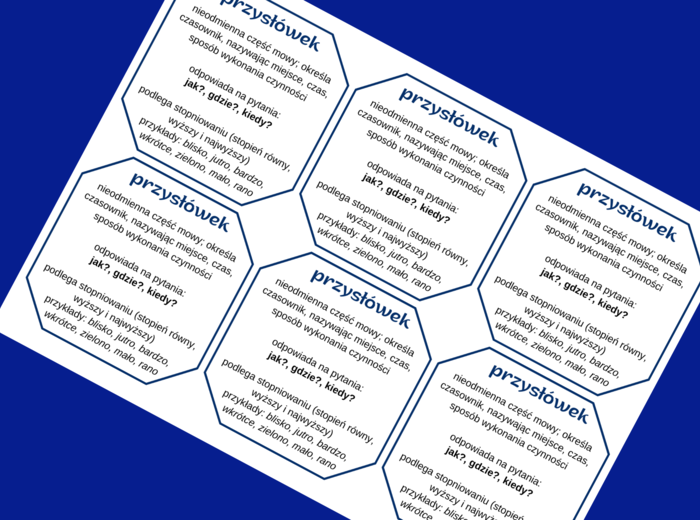 PRZYSŁÓWEK – części mowy – wklejka – wklejki – egzamin – powtórzenie