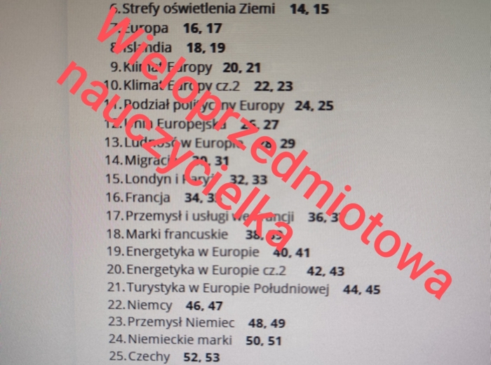 MAPY MYŚLI - GEOGRAFIA - KLASA 6 - 31 TEMATÓW - 62 STRONY