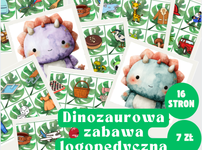 Logopedia - Dinozaurowa zabawa– różnicowanie głosek szumiących i syczących