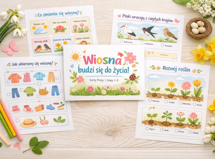 Wiosna budzi się do życia – zestaw kart pracy przyrodniczych