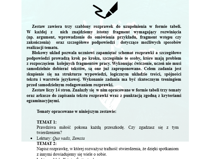 ROZWIJANA ROZPRAWKA pomoc dla uczniów klas 7-8