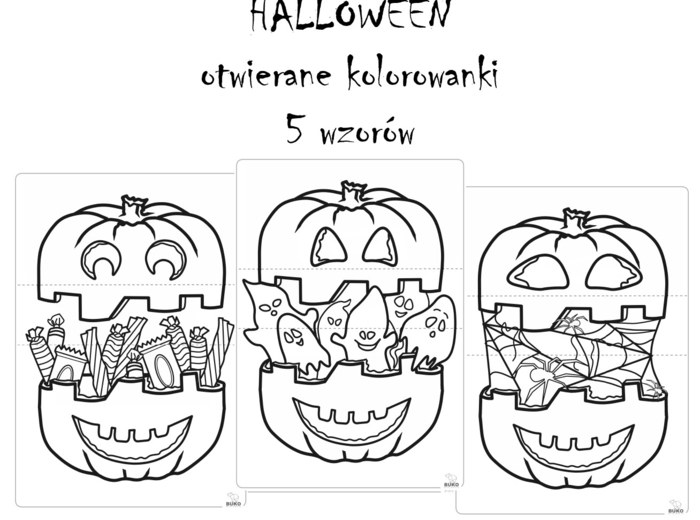 HALLOWEEN - otwierane kolorowanki - 5 wzorów