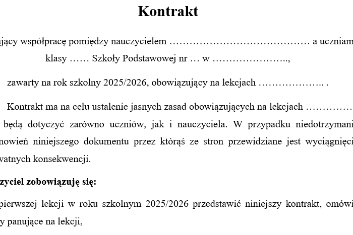 Kontrakt z uczniami