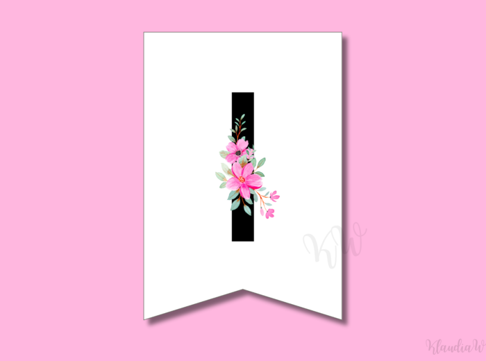 Elegancka girlanda z motywem kwiatowym – pełny polski alfabet