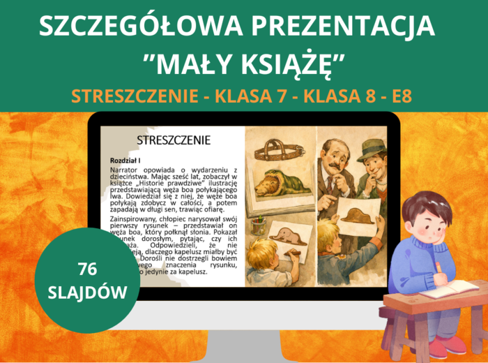 Mały Książę – prezentacja – szczegółowe opracowanie, streszczenie, czas akcji, miejsce akcji, rodzaj literacki, gatunek literacki – egzamin ósmoklasisty z języka polskiego (E8)