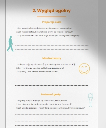 Karta obserwacji. Opis rzeźby