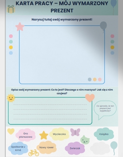Karta pracy: Mój wymarzony prezent
