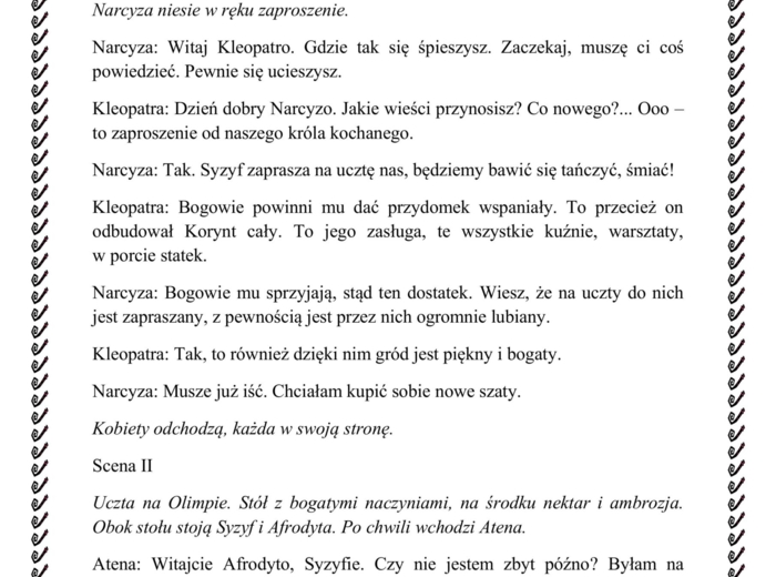 Scenariusz przedstawienia Mitu o Syzyfie