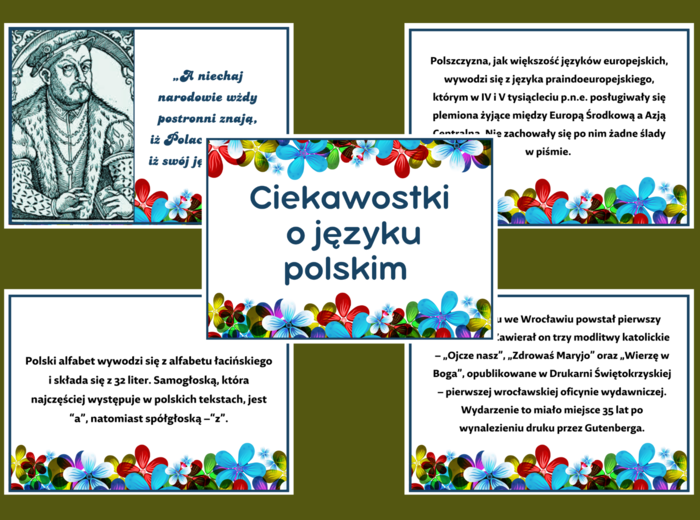 DZIEŃ JĘZYKA OJCZYSTEGO – Ciekawostki o języku polskim – gazetka – biblioteka – świetlica – 15 stron – wersja 5