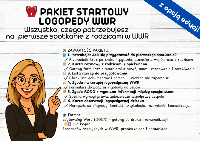 Karta rozmowy z rodzicami na pierwsze spotkanie logopedy WWR Wczesne Wspomaganie Rozwoju Logopeda