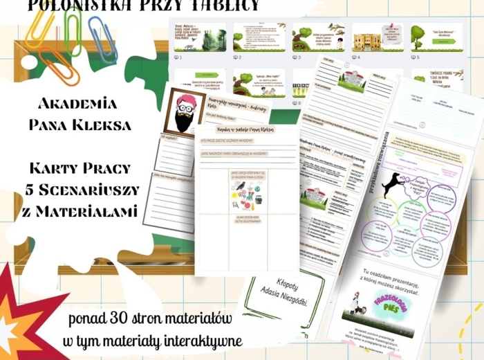 „Akademia Pana Kleksa” pakiet zestaw scenariusze karty pracy prezentacje ćwiczenie interaktywne
