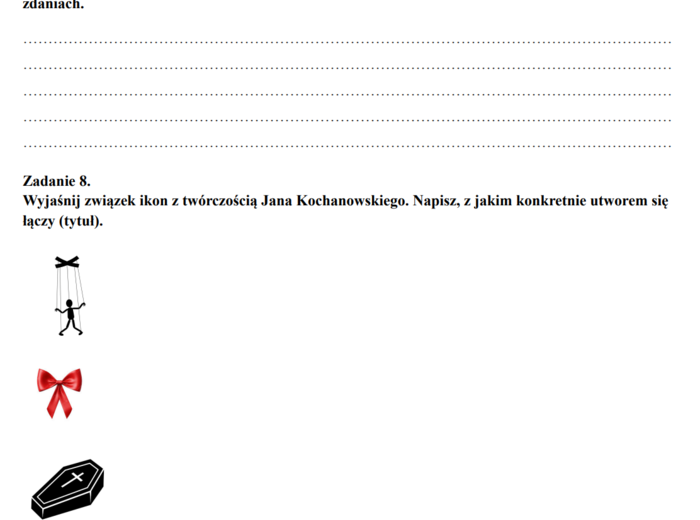 Sprawdzian z liryki i twórczości Kochanowskiego (kl. 7-8) 4 wersje (również dostosowana dla uczniów ze SPE)