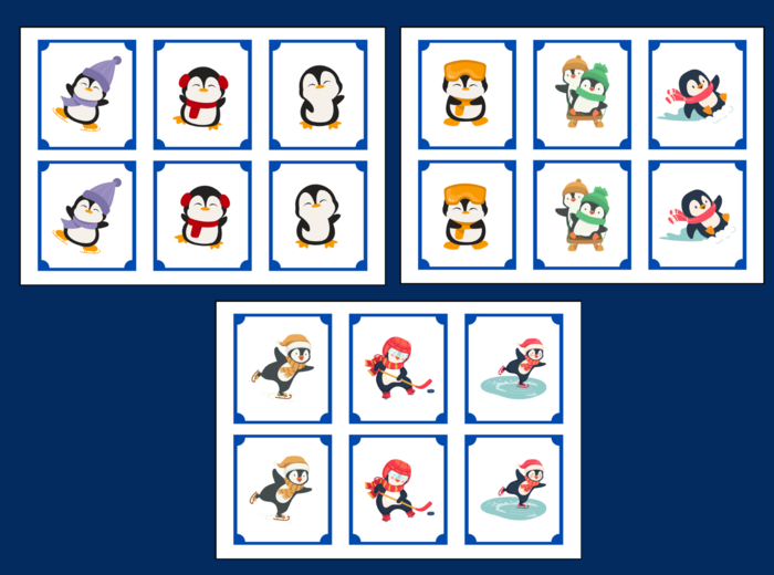 DZIEŃ PINGWINA – Dzień Wiedzy o Pingwinach – MEMORY – 36 szt. – biblioteka – świetlica – przedszkole – zima