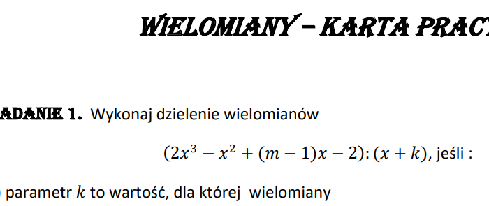 Wielomiany - Karta pracy