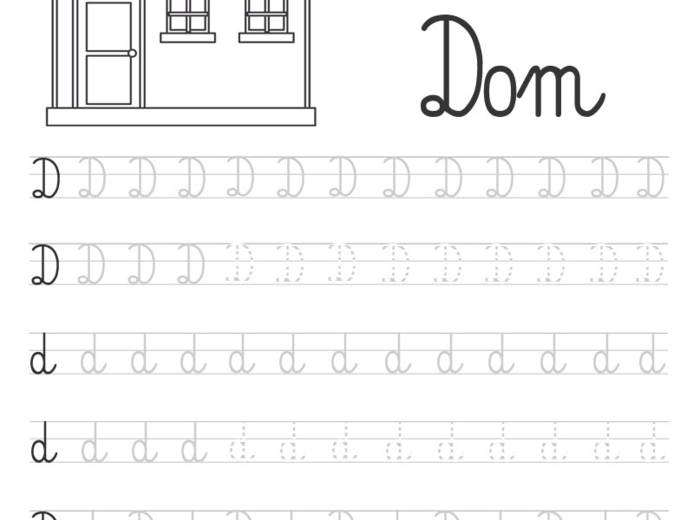 Nauka pisania literek po śladzie