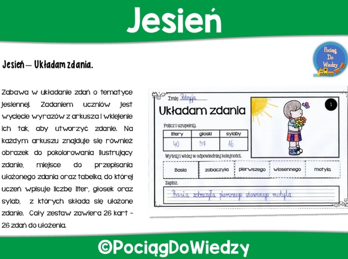 Jesień - Układam zdania