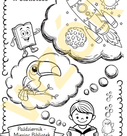 Kolorowanki na miesiąc bibliotek szkolnych (12 sztuk)