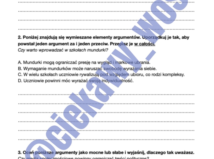 Lekcja o argumentacji – notatka i zadania