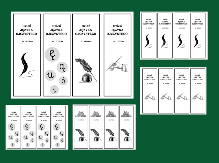 DZIEŃ JĘZYKA OJCZYSTEGO – zakładki do książek – zakładka – czarno-biała - wersja 4