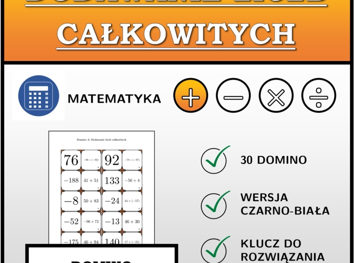 Domino - Dodawanie liczb całkowitych | matematyka
