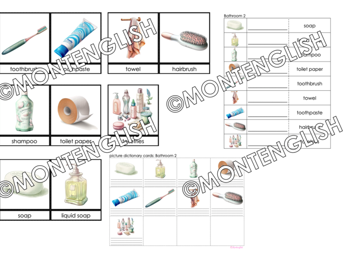 Zestaw kart obrazkowych: IN THE BATHROOM SET 2