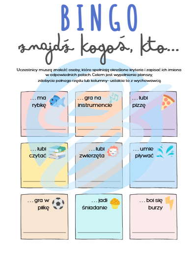 Gra integracyjna "Znajdź kogoś, kto..." - Bingo dla klasy