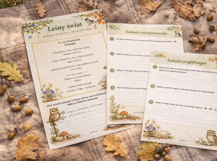 Leśny świat – karta pracy do wiersza ks. Twardowskiego