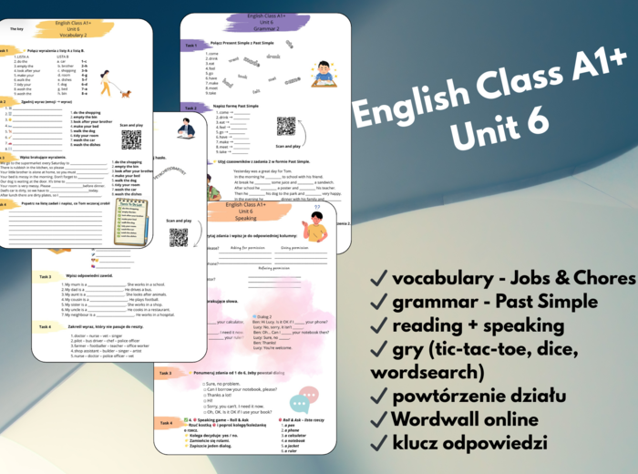 📁English Class A1+ Unit 6 JUST THE JOB ćwiczenia dodatkowe
