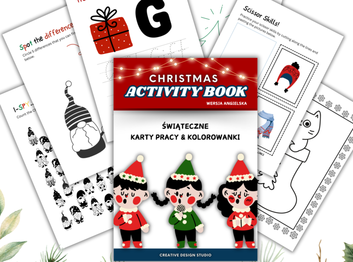 Świąteczne Karty Pracy w Języku Angielskim dla przedszkolaków oraz klas 1-3. PONAD 60 STRON!