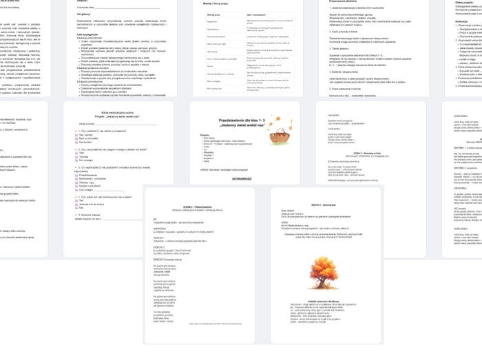 Projekt edukacyjny "Jesienny świat wokół nas" dla uczniów klas 1 - 3 + scenariusz przedstawienia