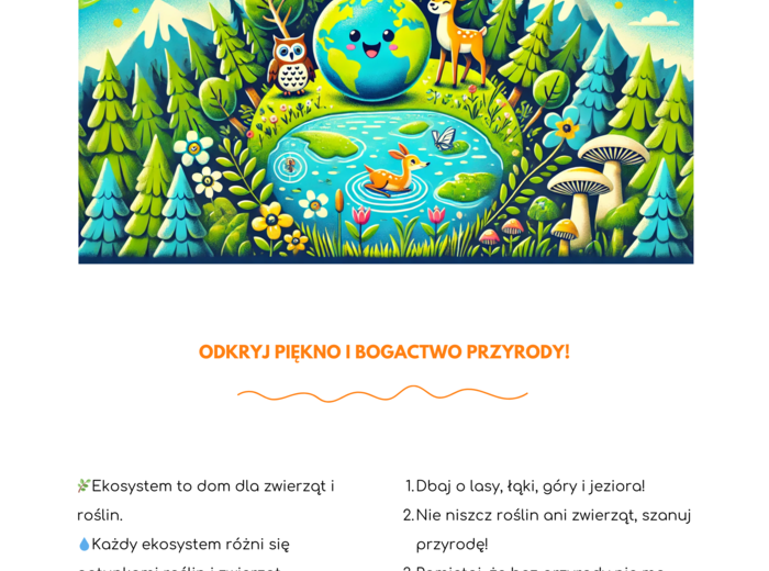 Plakaty. Ekosystemy. Ochrona gatunków. Zagrożenia dla przyrody. Segregacja śmieci