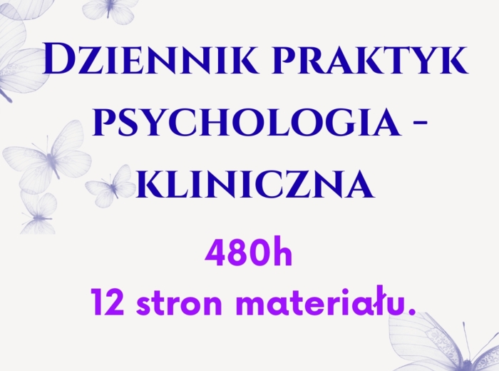 Dziennik praktyk psychologia kliniczna. 485h praktyk